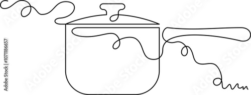 one line art saucepan vector illustration. line art, one continuous line, simple, hand drawn and sketch style. for icons, symbols, signs or logos