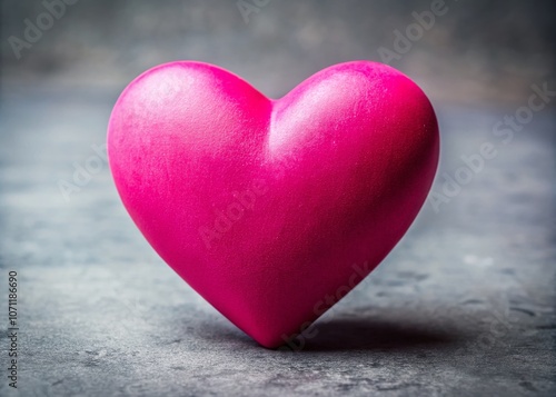 Stunning Macro Photography of a Delicate Pink Heart on a Soft Grey Background, Perfect for Romantic Themes and Creative Projects in Digital Art and Print Media