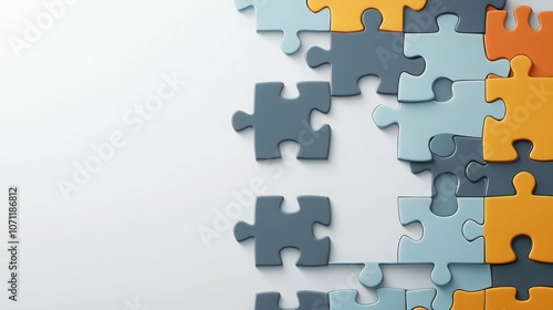 Colorful puzzle pieces on a white background