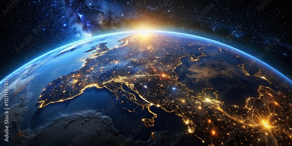 Stunning Macro Photography of Earth from Space Showcasing Nighttime Lights and Vibrant City Glow in a Beautiful Celestial Setting, Capturing the Wonder of Our Planet from Above Stunning Macro Photography of Earth from Space Showcasing Nighttime Lights and Vibrant City Glow in a Beautiful Celestial Setting, Capturing the Wonder of Our Planet from Above