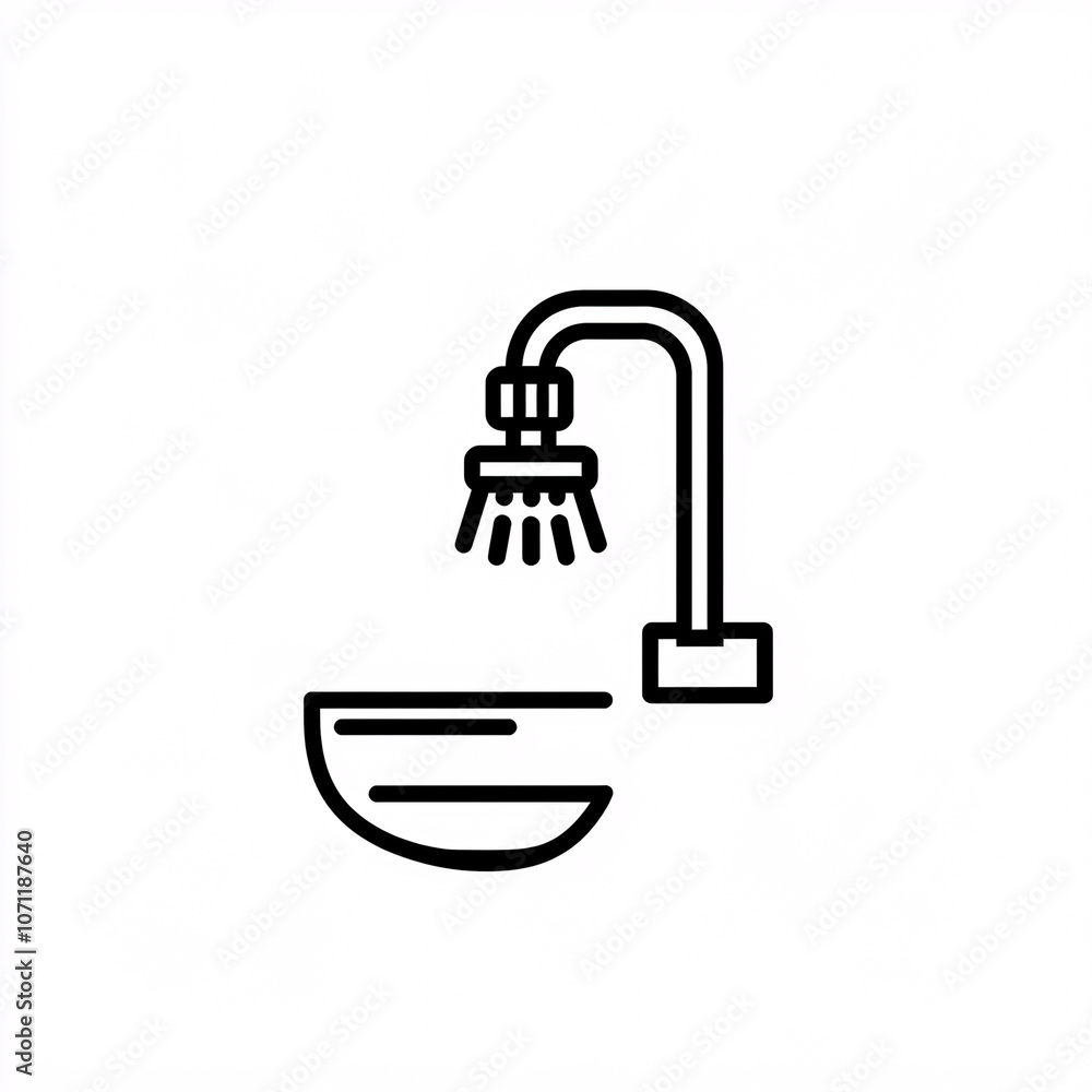 A minimalist icon depicting a showerhead above a basin, illustrating bathroom fixtures and plumbing essentials. A minimalist icon depicting a showerhead above a basin, illustrating bathroom fixtures and plumbing essentials.