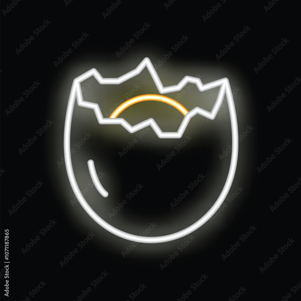 Neon sign of a cracked egg hatching, representing new beginnings and potential Neon sign of a cracked egg hatching, representing new beginnings and potential