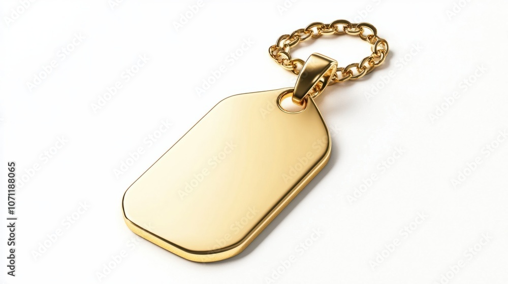 custom made wallpaper toronto digitalGold dog tag pendant, isolated on white, symbolizing strength and fashion