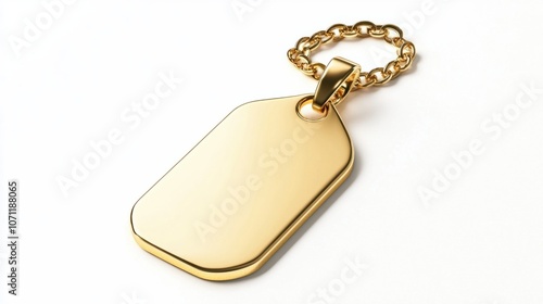 Wallpaper Mural Gold dog tag pendant, isolated on white, symbolizing strength and fashion Torontodigital.ca