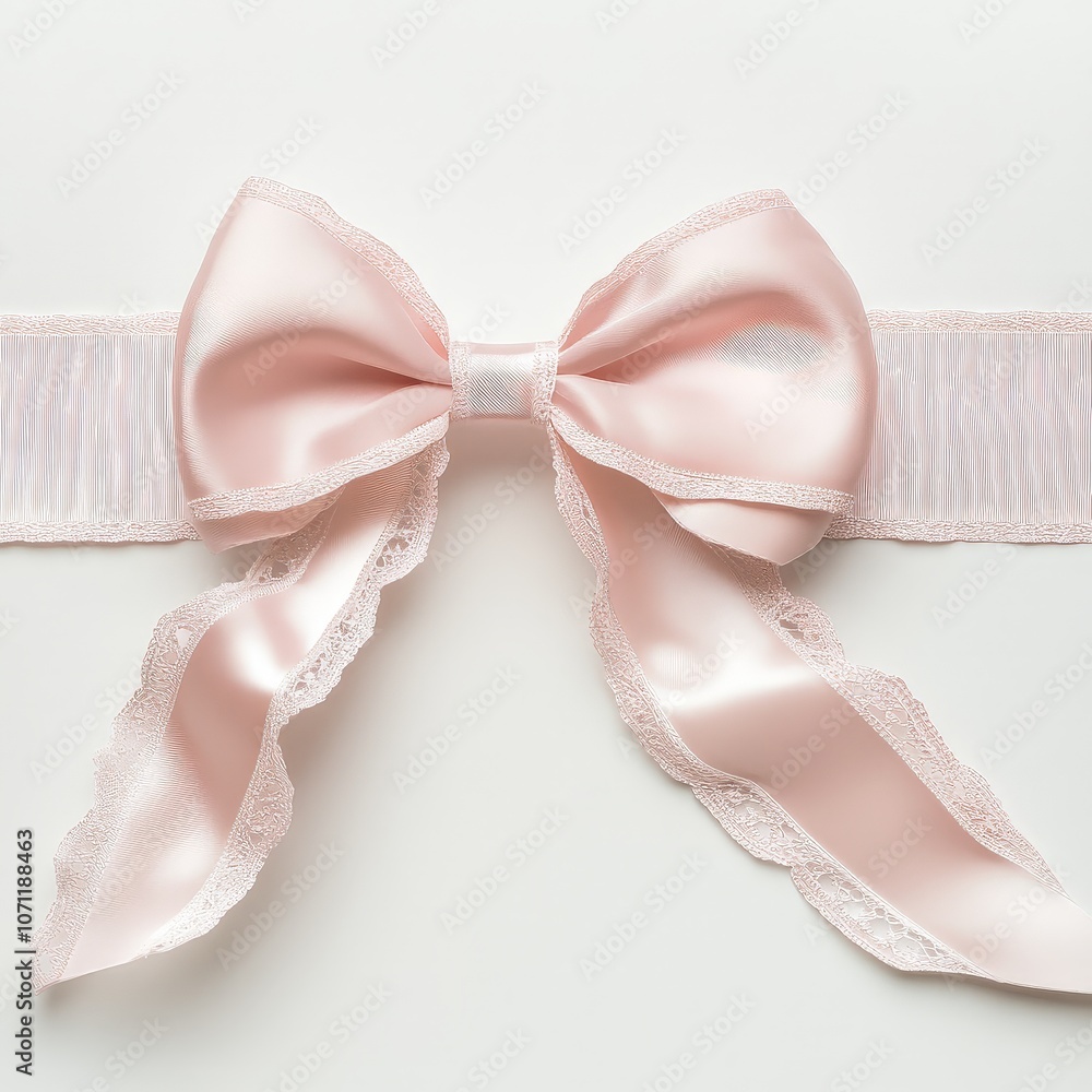 PNG soft pink gift ribbon and bow with tails horizontal border white background celebration anniversary, white background. PNG soft pink gift ribbon and bow with tails horizontal border white background celebration anniversary, white background.