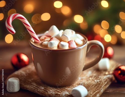 Holiday Hot Cocoa with Peppermint Stir Stick