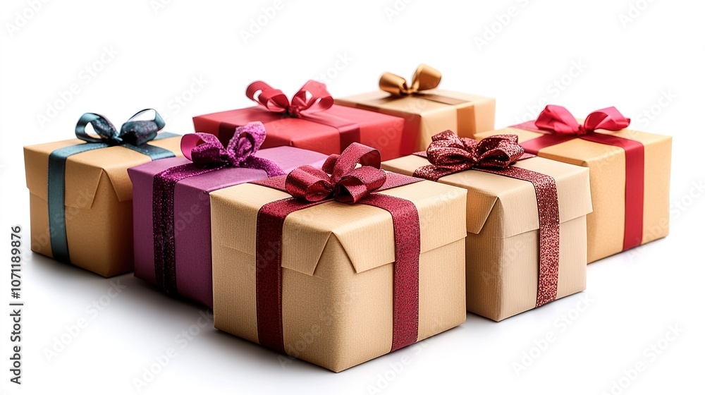 Fototapeta premium Happy Birthday Gifts on white backgound