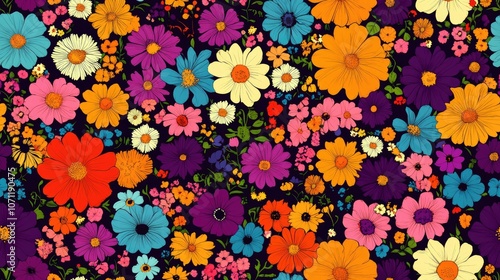 Cute seamless pattern featuring vibrant summer themed floral elements perfect for fabric design and print applications