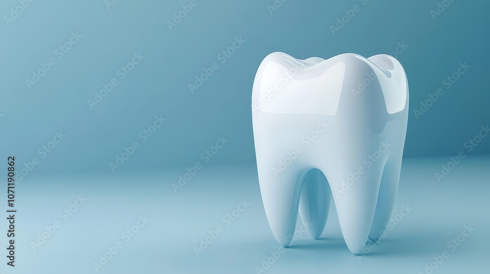 D Rendered White Tooth on Blue Background D Rendered White Tooth on Blue Background