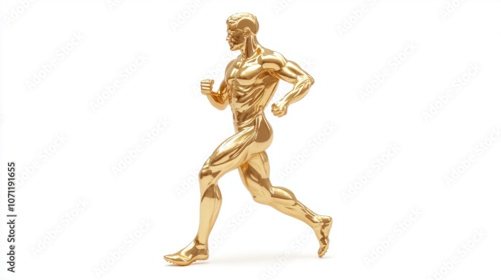 Gold statuette of an athlete, isolated on a white background, symbolizing achievement and sports Gold statuette of an athlete, isolated on a white background, symbolizing achievement and sports