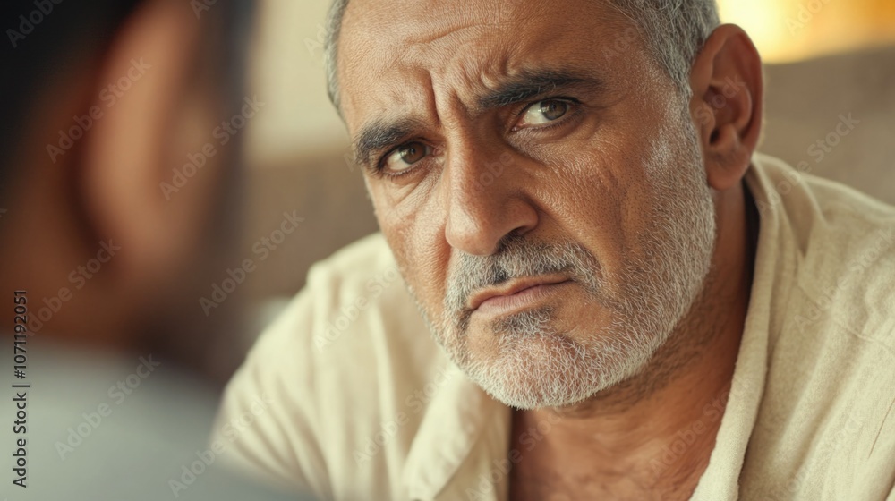 Obraz premium Man with a Serious Expression