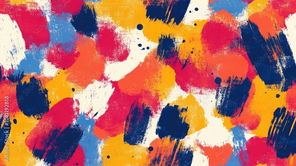 Fototapeta premium Abstract brushed paint seamless pattern featuring vibrant strokes ideal for textile design and digital backgrounds