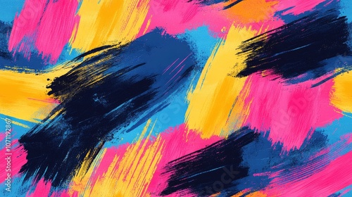 Seamless pattern featuring a brushed painted abstract background with vibrant brush strokes perfect for textile design and digital art projects