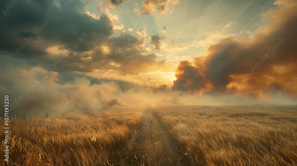 Ecological Tragedy: Smoldering Remains of a Once-Green Meadow Ravaged by Flame and Smoke Ecological Tragedy: Smoldering Remains of a Once-Green Meadow Ravaged by Flame and Smoke