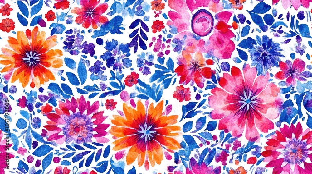 Seamless abstract floral ethnic pattern featuring beautiful geometric and tie dye designs for textile applications Seamless abstract floral ethnic pattern featuring beautiful geometric and tie dye designs for textile applications