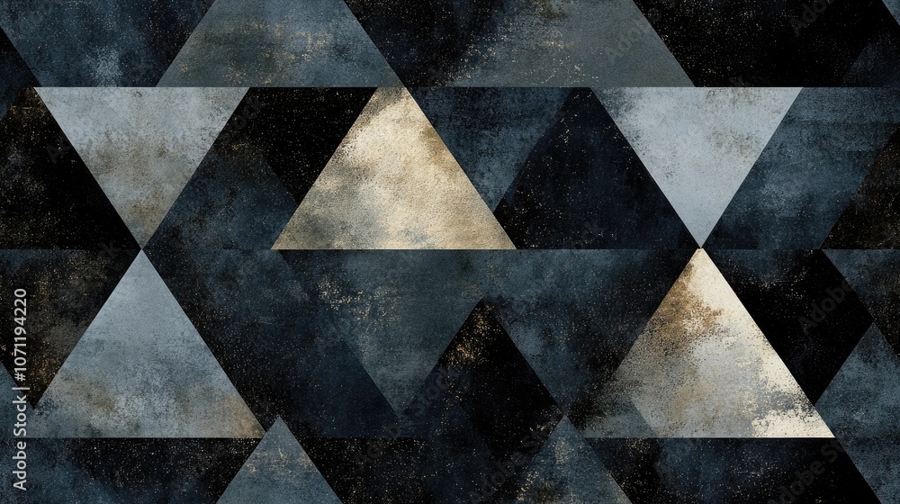 Watercolor gray triangle pattern seamlessly integrated into a striking black background perfect for fabric design and modern decor Watercolor gray triangle pattern seamlessly integrated into a striking black background perfect for fabric design and modern decor