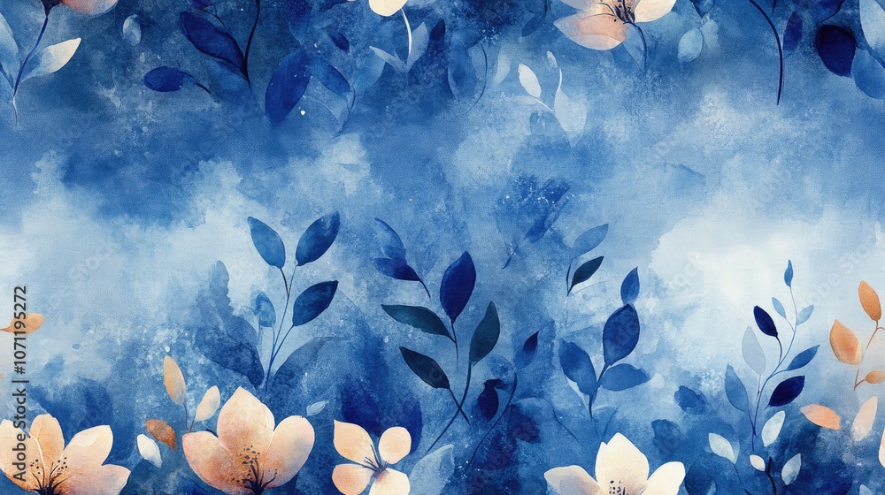 Fototapeta premium High definition seamless floral watercolor pattern on artistic texture background textile design home decor