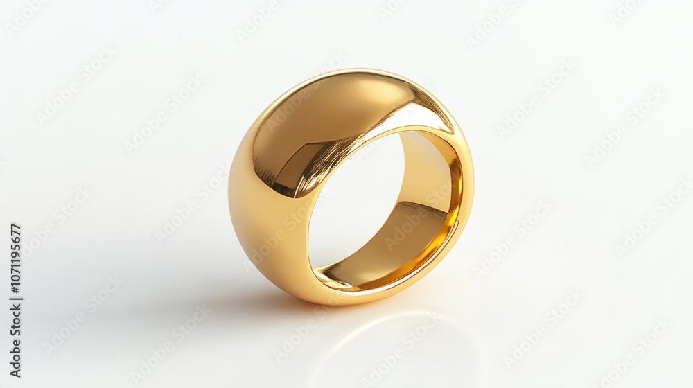 Smooth gold ring with a polished finish, isolated on white, representing commitment and luxury Smooth gold ring with a polished finish, isolated on white, representing commitment and luxury