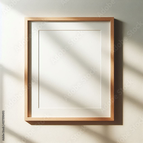 Blank picture frame mockup in interior background. 3d render