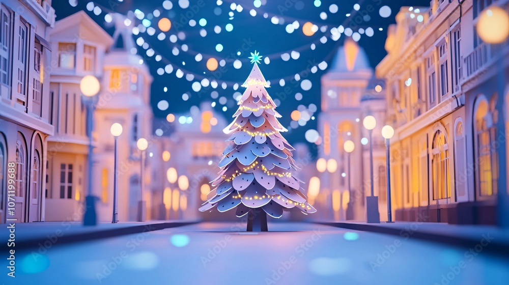 Obraz premium Decorate your holiday with a beautiful paper christmas tree