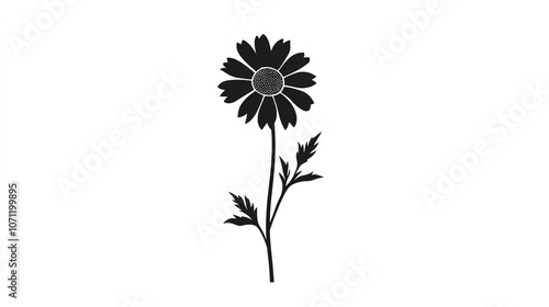 Wallpaper Mural A simple and elegant chamomile icon in silhouette form, set against a clean white background. The delicate outlines of the chamomile flower create a minimalist and peaceful design,  Torontodigital.ca
