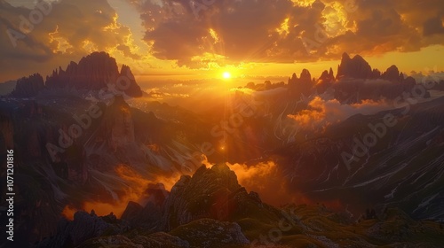 Majestic Sunset Over the Mountains