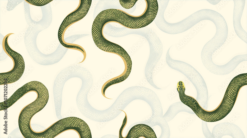 Fototapeta premium Abstract and Colorful Snake Illustration Design with Pattern japanese japan