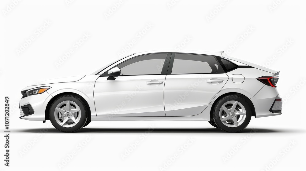 Passenger car isolated on a white background, with clipping path. Full Depth of field. Focus stacking, side view. Passenger car isolated on a white background, with clipping path. Full Depth of field. Focus stacking, side view.