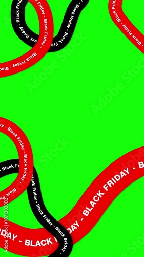 Black Friday Promotion Video. HD animation for social networks. Animation of ribbons with the word Black Friday. Green Background for Chroma Key Use.