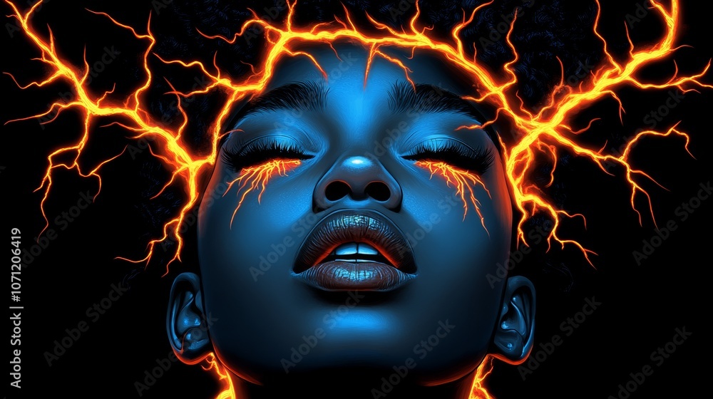 Surreal Woman Face Art Fiery Energy Abstract Portrait Digital Painting Surreal Woman Face Art Fiery Energy Abstract Portrait Digital Painting