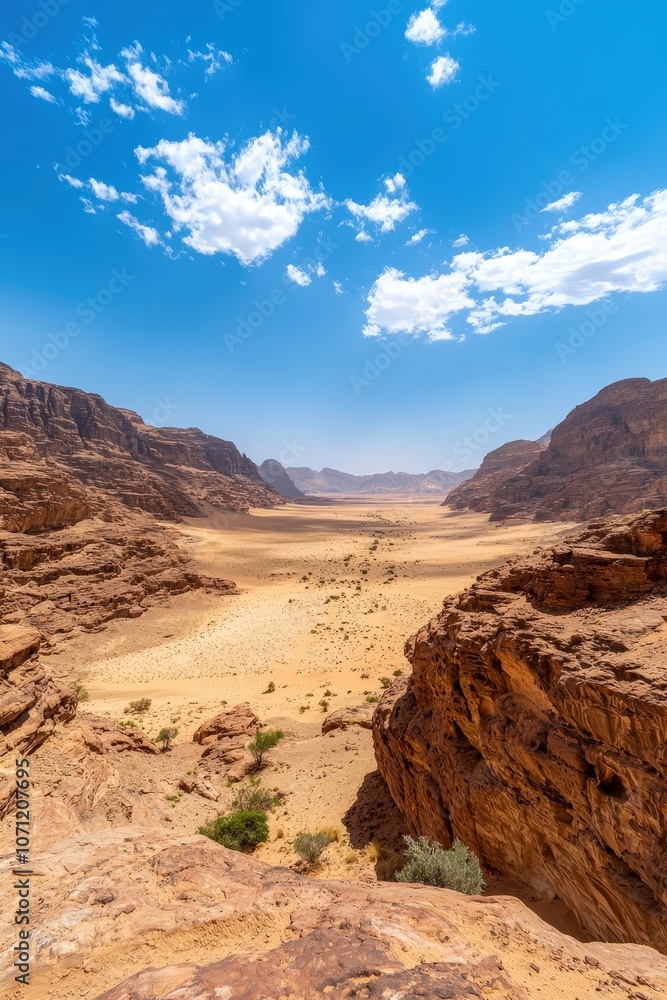 Fototapeta premium Expansive desert landscape with tall red dunes