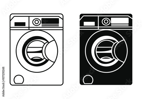  Washing machine icon outline, silhouette, vector, illustration design. Washing Machine icon.