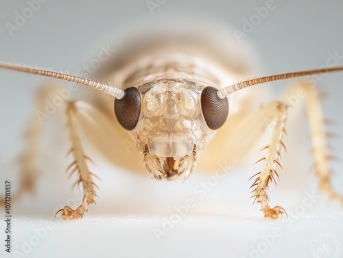 Close-up of Cockroach on Isolated White Background photo