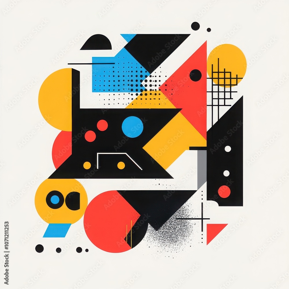 Obraz premium Abstract Geometric Design: Bold, vibrant colors and geometric shapes create a dynamic and visually arresting abstract composition.