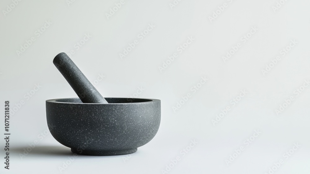 Grey stone mortar and pestle on a white background. Grey stone mortar and pestle on a white background.