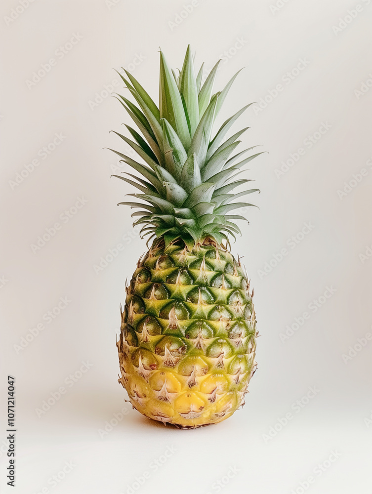 Fototapeta premium A Whole Ripe Pineapple with Green Spiky Leaves