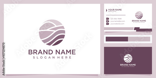 Minimalist Landscape Hills, Mountain Peaks River Creek Simple logo design Vector