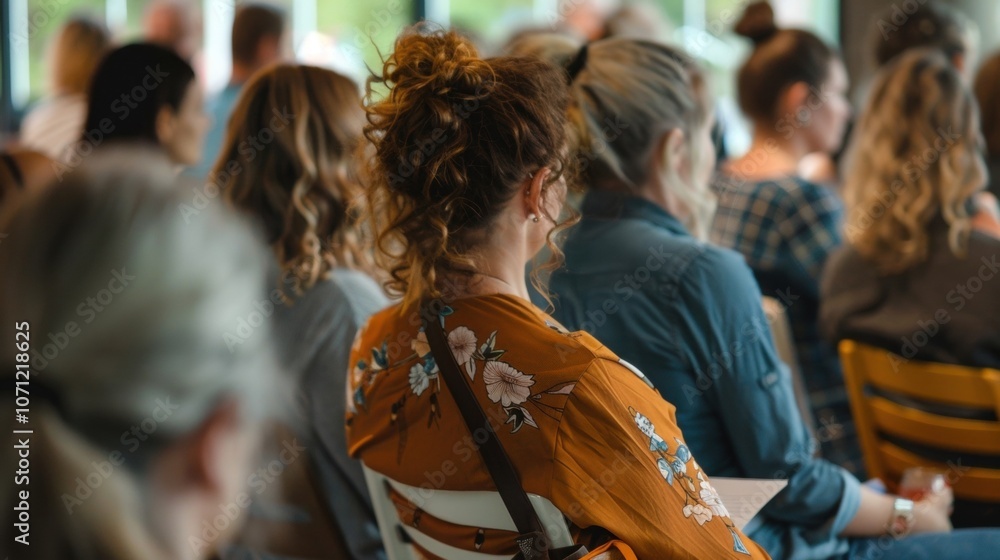 A speaker giving a talk on the health benefits and importance of mindful drinking as attentive listeners take notes. A speaker giving a talk on the health benefits and importance of mindful drinking as attentive listeners take notes.