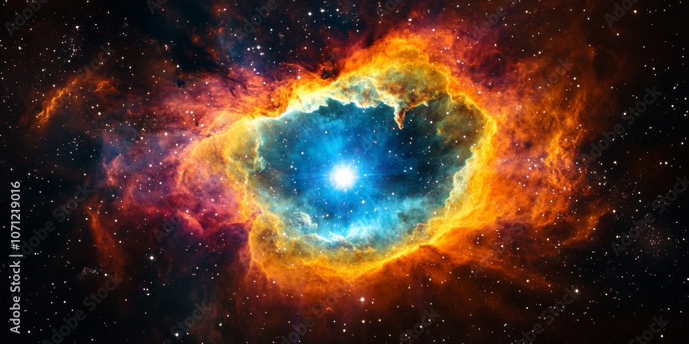 A colorful nebula with swirling clouds of gas and dust, creating a dramatic and awe-inspiring cosmic scene A colorful nebula with swirling clouds of gas and dust, creating a dramatic and awe-inspiring cosmic scene