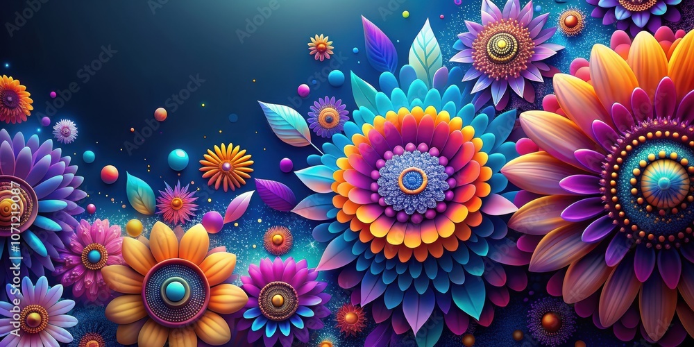 Futuristic graphic displaying vibrant and abstract flowers, Futuristic, Graphic design, Flowers, Beauty, Bright colors Futuristic graphic displaying vibrant and abstract flowers, Futuristic, Graphic design, Flowers, Beauty, Bright colors