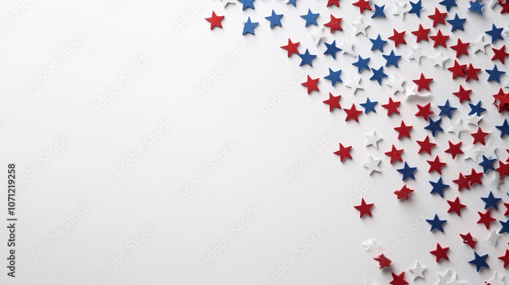 Red, white, and blue patriotic stars background with copy space for independence day celebration. Red, white, and blue patriotic stars background with copy space for independence day celebration.