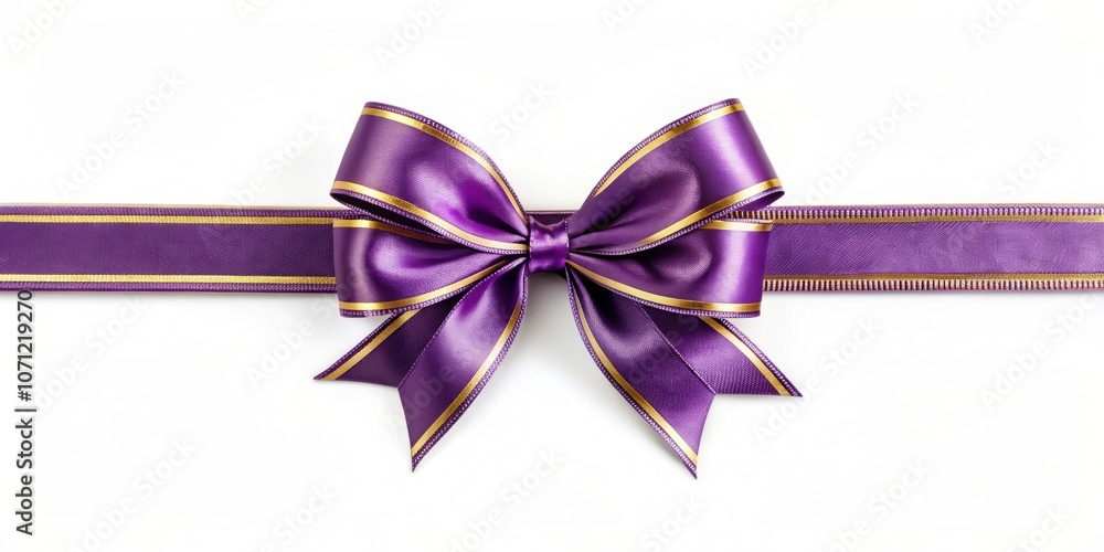 Elegant purple ribbon with a dainty bow and gold lines, elegant, purple, ribbon, dainty, bow, gold, lines, decoration Elegant purple ribbon with a dainty bow and gold lines, elegant, purple, ribbon, dainty, bow, gold, lines, decoration