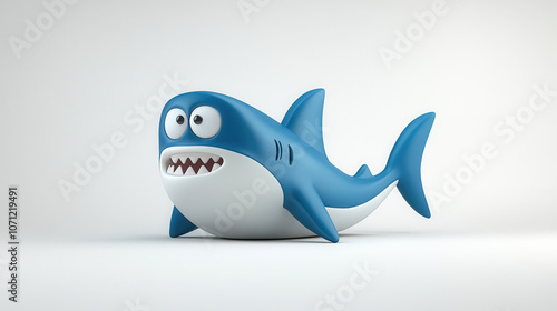 Whimsical cartoon shark with playful expression, showcasing its unique design and vibrant colors. Perfect for children themes and playful illustrations photo