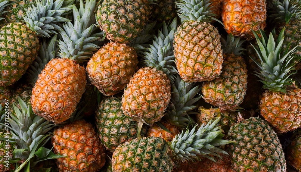 Background with a heap of ripe pineapples Background with a heap of ripe pineapples