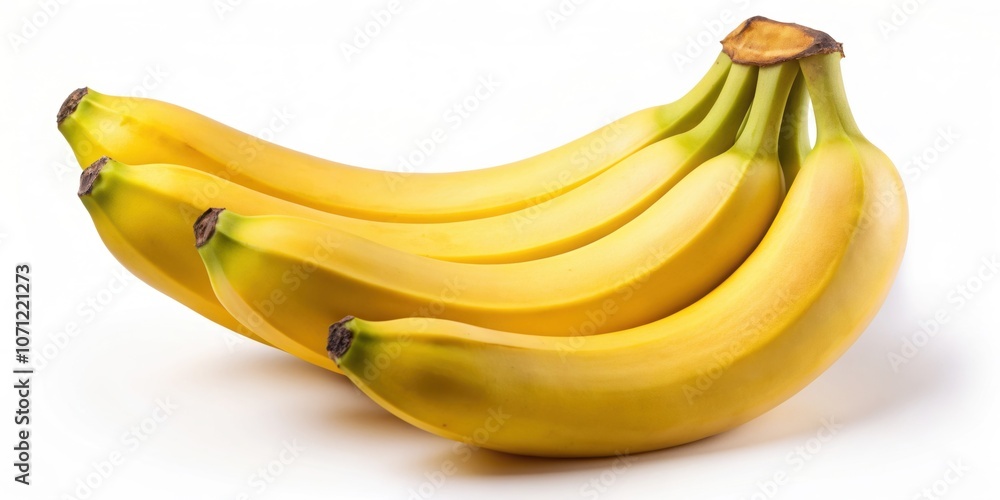 Fresh cluster of four bananas, isolated on white background, bananas, fruit, cluster, four, yellow, ripe, fresh, healthy Fresh cluster of four bananas, isolated on white background, bananas, fruit, cluster, four, yellow, ripe, fresh, healthy