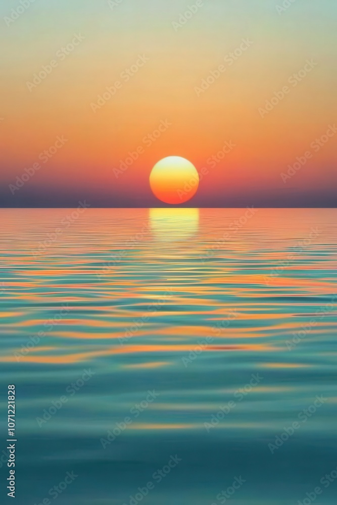 Reflection of orange and pink sunset on calm water Reflection of orange and pink sunset on calm water