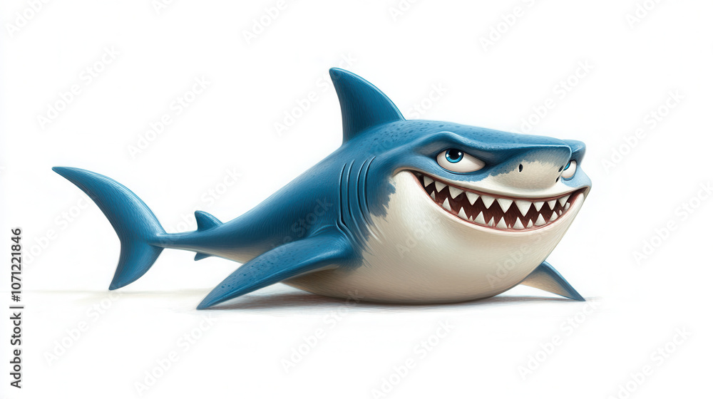 Hilarious illustration of shark with angry expression, showcasing its sharp teeth and playful demeanor. This cartoonish design captures fun underwater vibe Hilarious illustration of shark with angry expression, showcasing its sharp teeth and playful demeanor. This cartoonish design captures fun underwater vibe