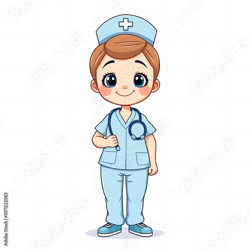 cartoon nurse with stethoscope and stethoscope.