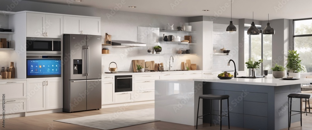 smart home filled with various connected devices and appliances AI, such as smart refrigerators, coffee makers, and ovens, all communicating with each other to simplify everyday tasks and enhance the smart home filled with various connected devices and appliances AI, such as smart refrigerators, coffee makers, and ovens, all communicating with each other to simplify everyday tasks and enhance the