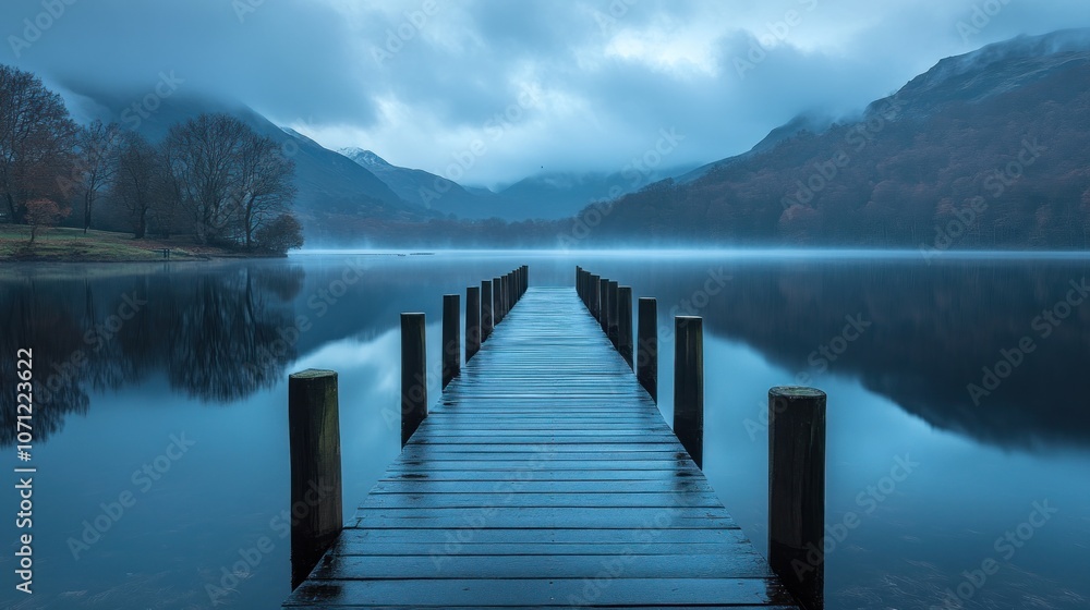 Fototapeta premium Misty Morning on a Tranquil Lake